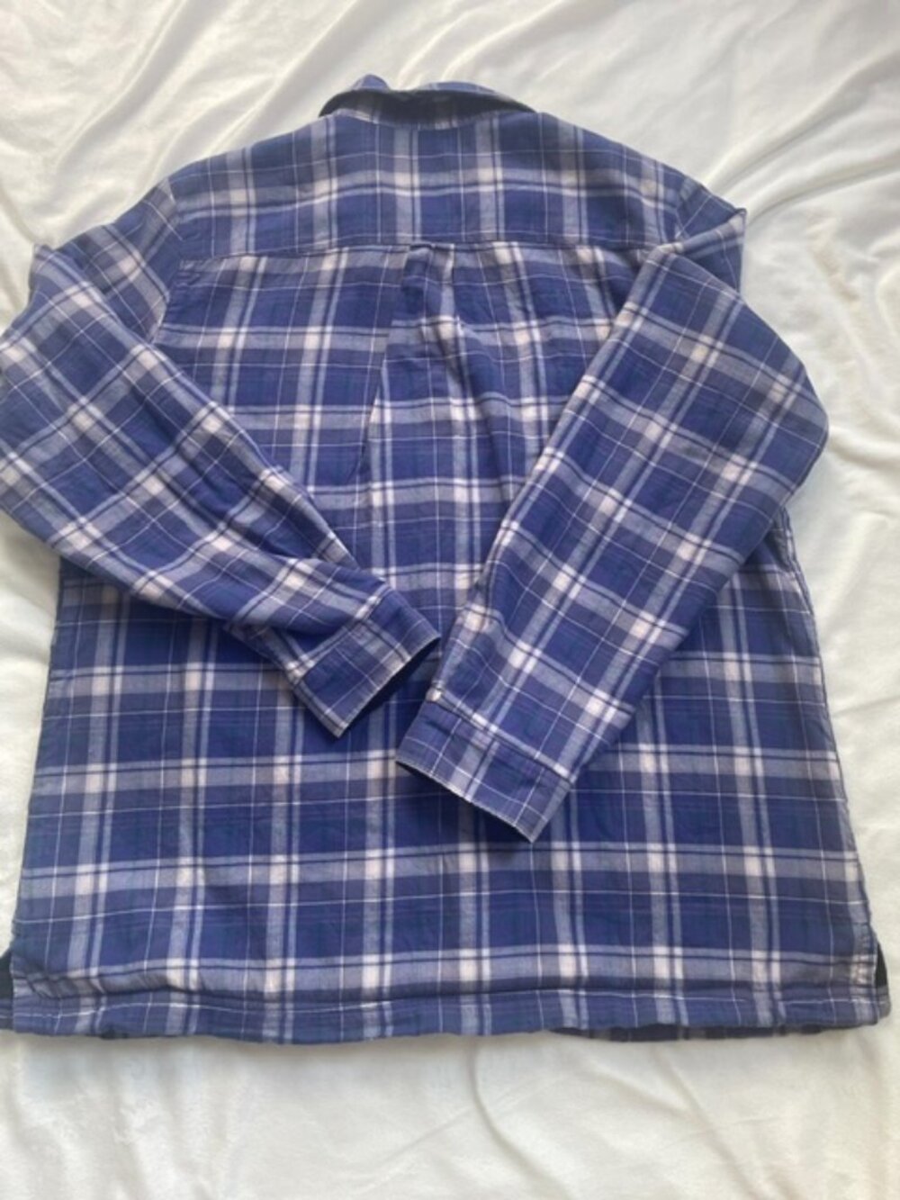 L.L.Bean Women’s Fleece-Lined Flannel Plaid Shirt Jacket, Blue, Size L - Picture 9 of 10